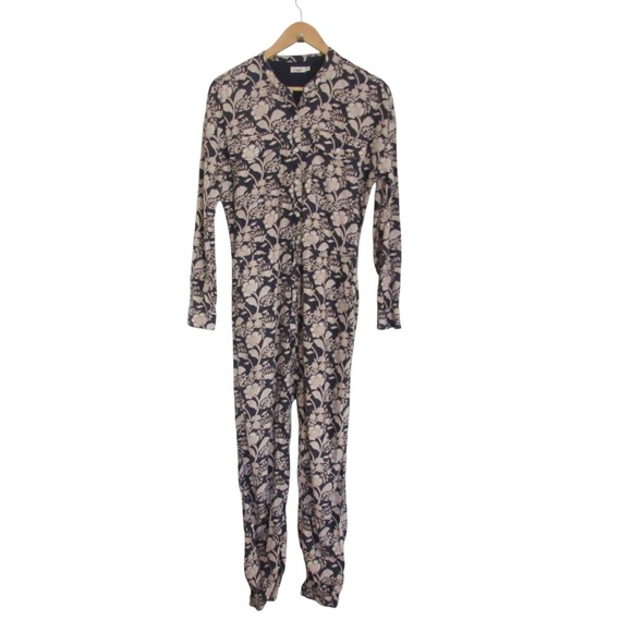 Faherty Savoie Floral Linen Blend Long Sleeve Jumpsuit Size XS Drawstring Travel - Picture 1 of 12